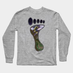 Footprint mountain scenery night dusk Long Sleeve T-Shirt